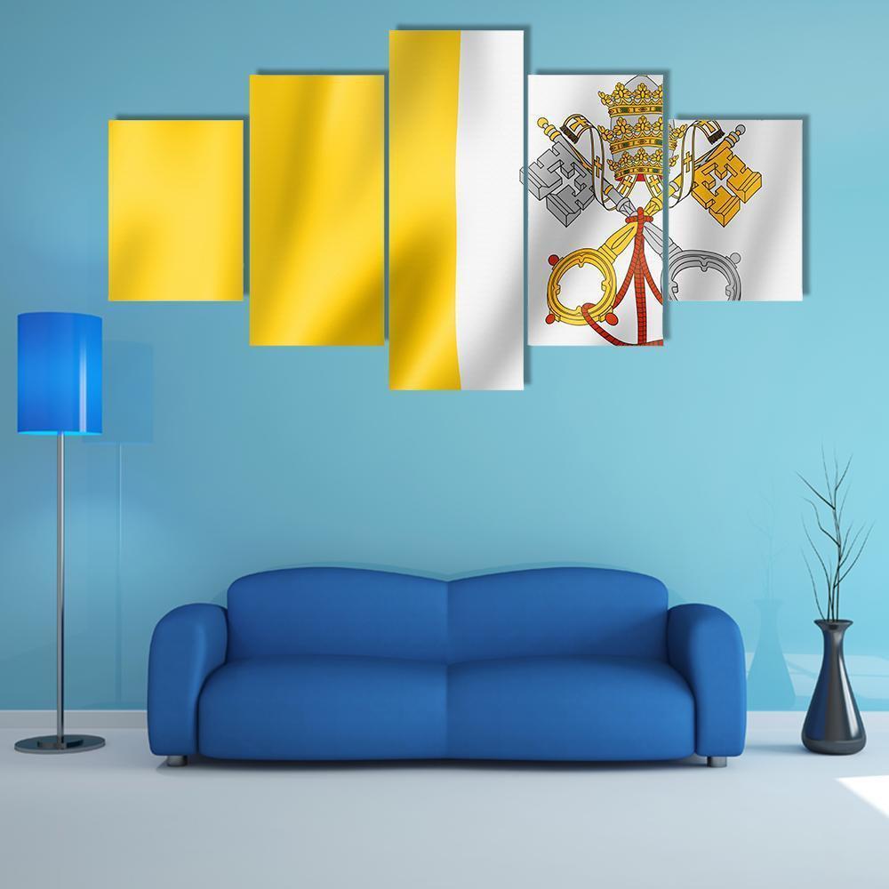 Vatican City Flag Canvas Wall Art-5 Star-Gallery Wrap-62" x 32"-Tiaracle