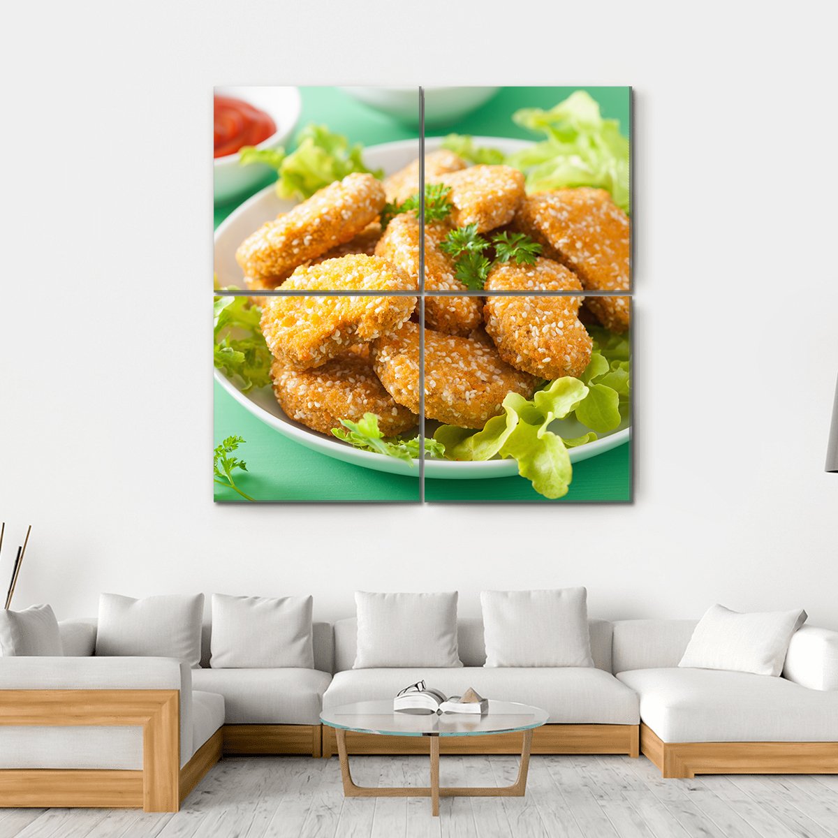 Vegan Soy Nuggets Canvas Wall Art-4 Square-Gallery Wrap-17" x 17"-Tiaracle