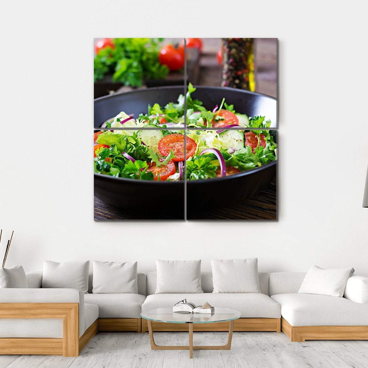 Vegan Vegetable Food Canvas Wall Art-4 Square-Gallery Wrap-17" x 17"-Tiaracle