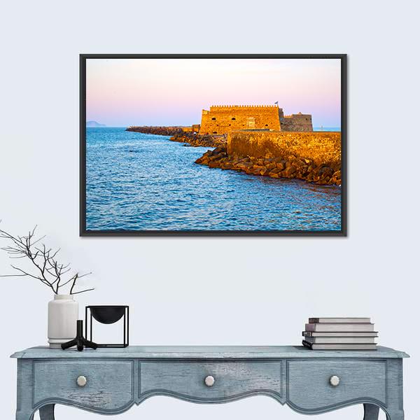 Venetian Fortress In Heraklion Greece Canvas Wall Art-1 Piece-Floating Frame-24" x 16"-Tiaracle