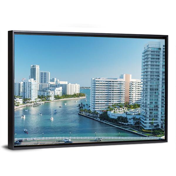 Venetian Way And Miami Beach Canvas Wall Art-3 Horizontal-Gallery Wrap-25" x 16"-Tiaracle