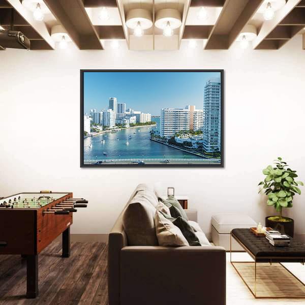 Venetian Way And Miami Beach Canvas Wall Art-3 Horizontal-Gallery Wrap-25" x 16"-Tiaracle