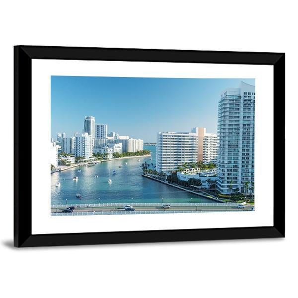 Venetian Way And Miami Beach Canvas Wall Art-3 Horizontal-Gallery Wrap-25" x 16"-Tiaracle