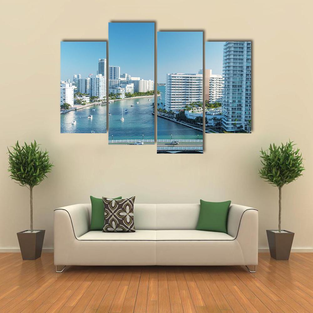 Venetian Way And Miami Beach Canvas Wall Art-4 Pop-Gallery Wrap-50" x 32"-Tiaracle