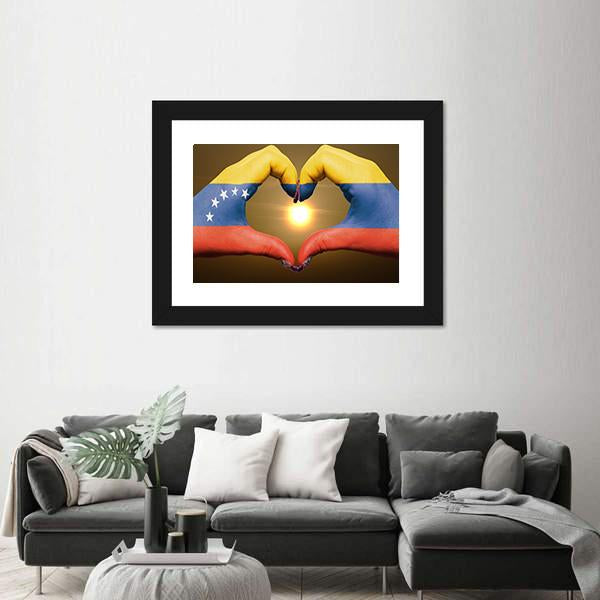 Venezuela Flag On Hands Canvas Wall Art-5 Horizontal-Gallery Wrap-22" x 12"-Tiaracle