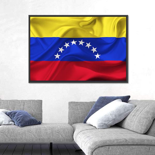 Venezuela Waving Flag Canvas Wall Art-5 Horizontal-Gallery Wrap-22" x 12"-Tiaracle