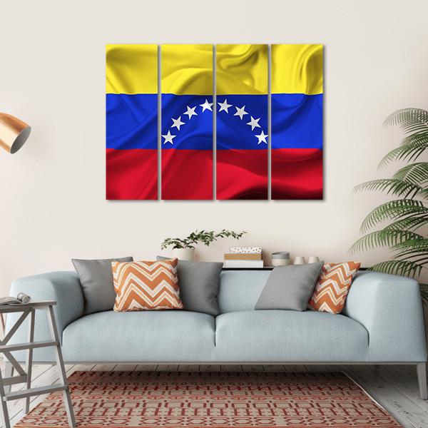 Venezuela Waving Flag Canvas Wall Art-4 Horizontal-Gallery Wrap-34" x 24"-Tiaracle