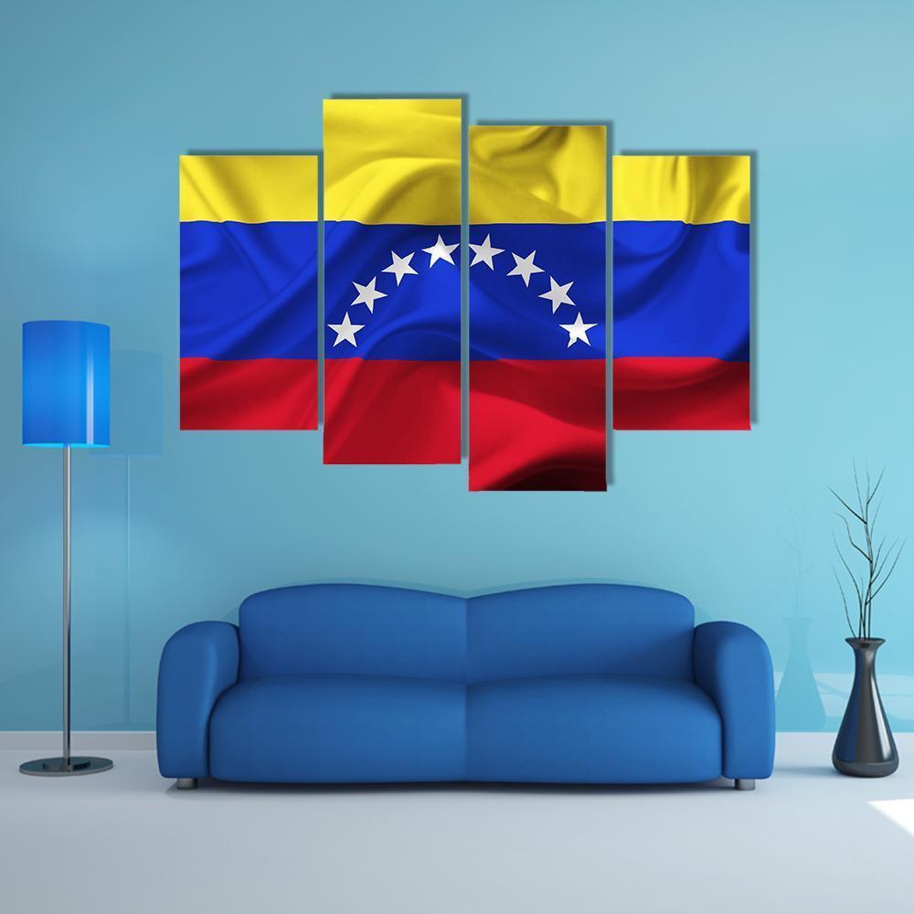 Venezuela Waving Flag Canvas Wall Art-4 Pop-Gallery Wrap-50" x 32"-Tiaracle