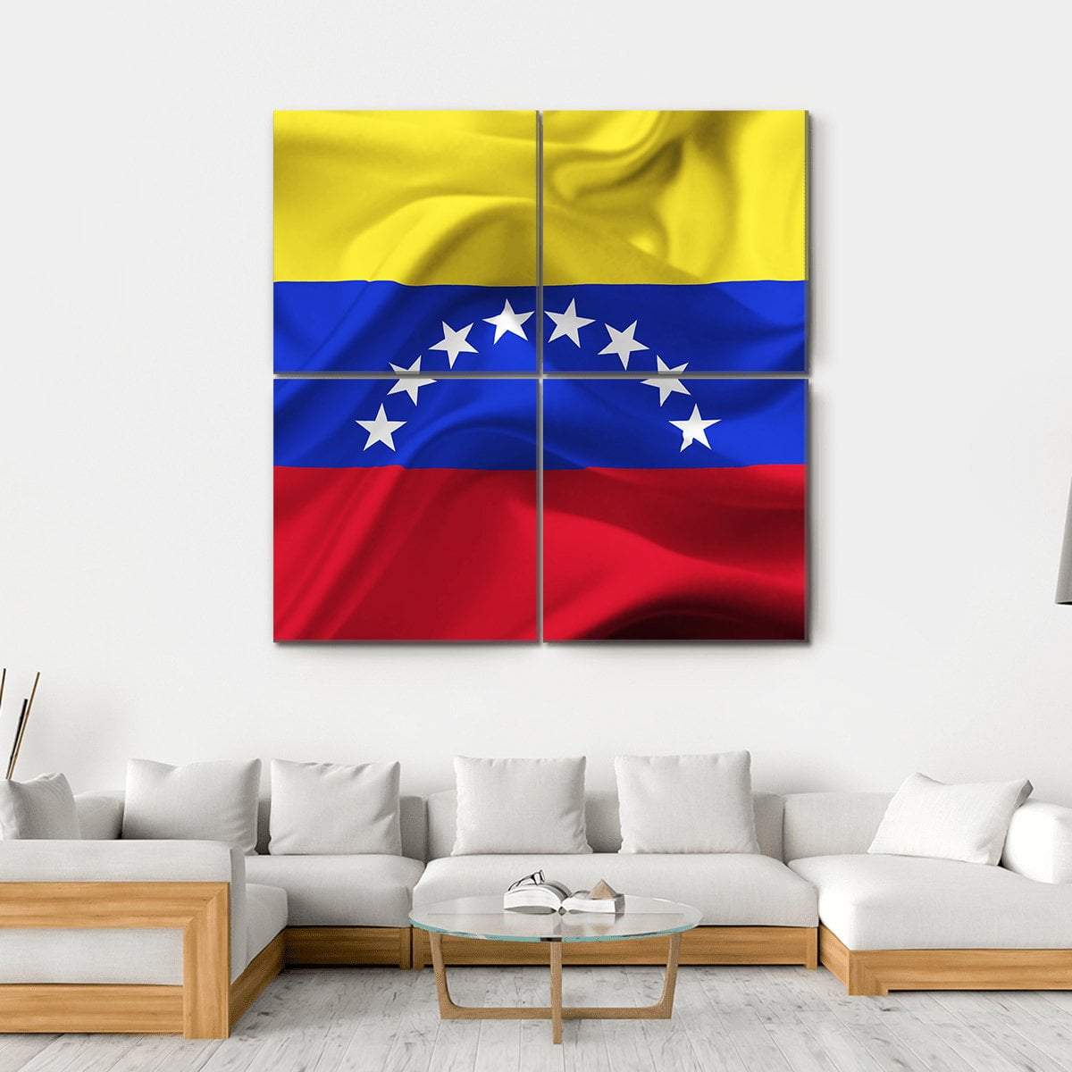 Venezuela Waving Flag Canvas Wall Art-4 Square-Gallery Wrap-17" x 17"-Tiaracle