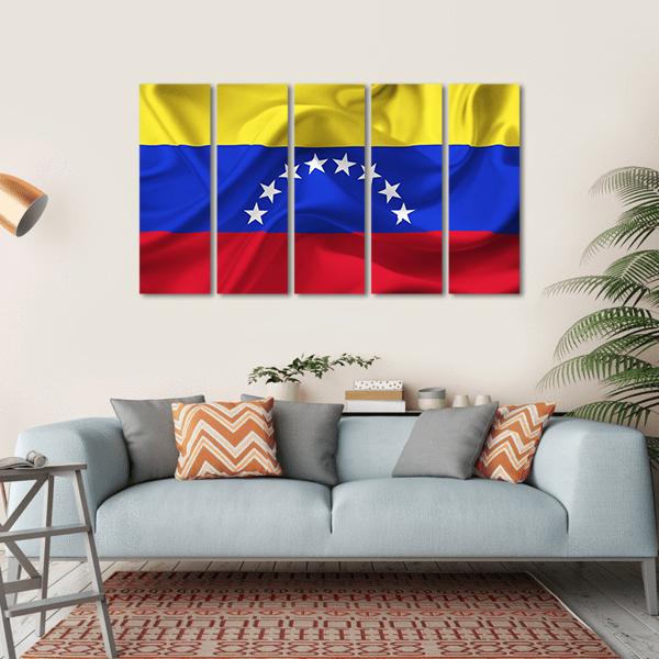 Venezuela Waving Flag Canvas Wall Art-5 Horizontal-Gallery Wrap-22" x 12"-Tiaracle