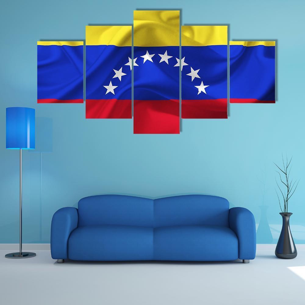 Venezuela Waving Flag Canvas Wall Art-5 Star-Gallery Wrap-62" x 32"-Tiaracle