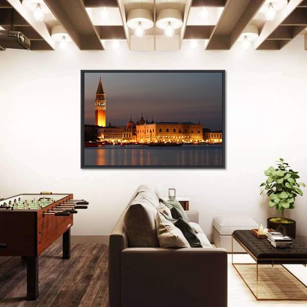 Venice At Sunset Canvas Wall Art-5 Horizontal-Gallery Wrap-22" x 12"-Tiaracle