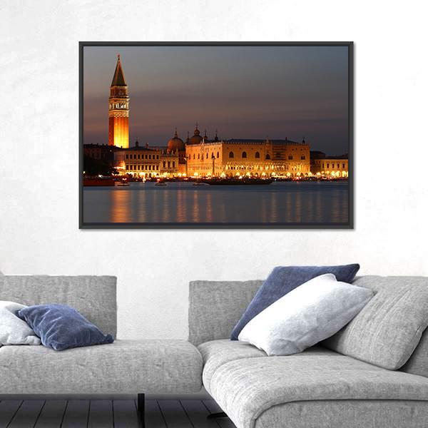 Venice At Sunset Canvas Wall Art-5 Horizontal-Gallery Wrap-22" x 12"-Tiaracle