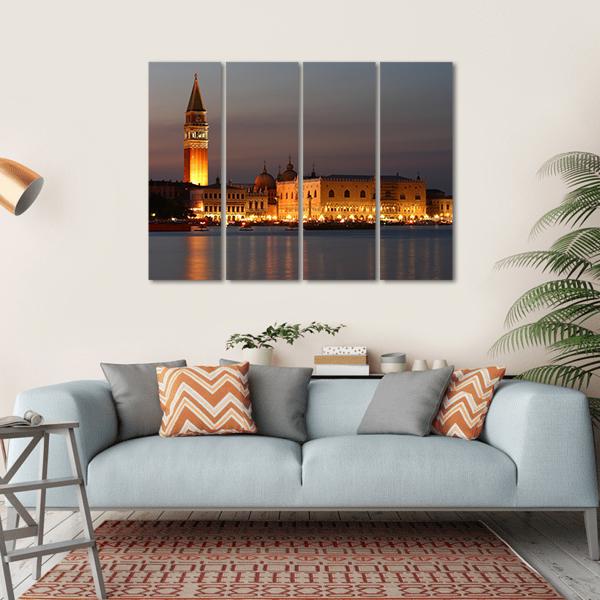 Venice At Sunset Canvas Wall Art-4 Horizontal-Gallery Wrap-34" x 24"-Tiaracle