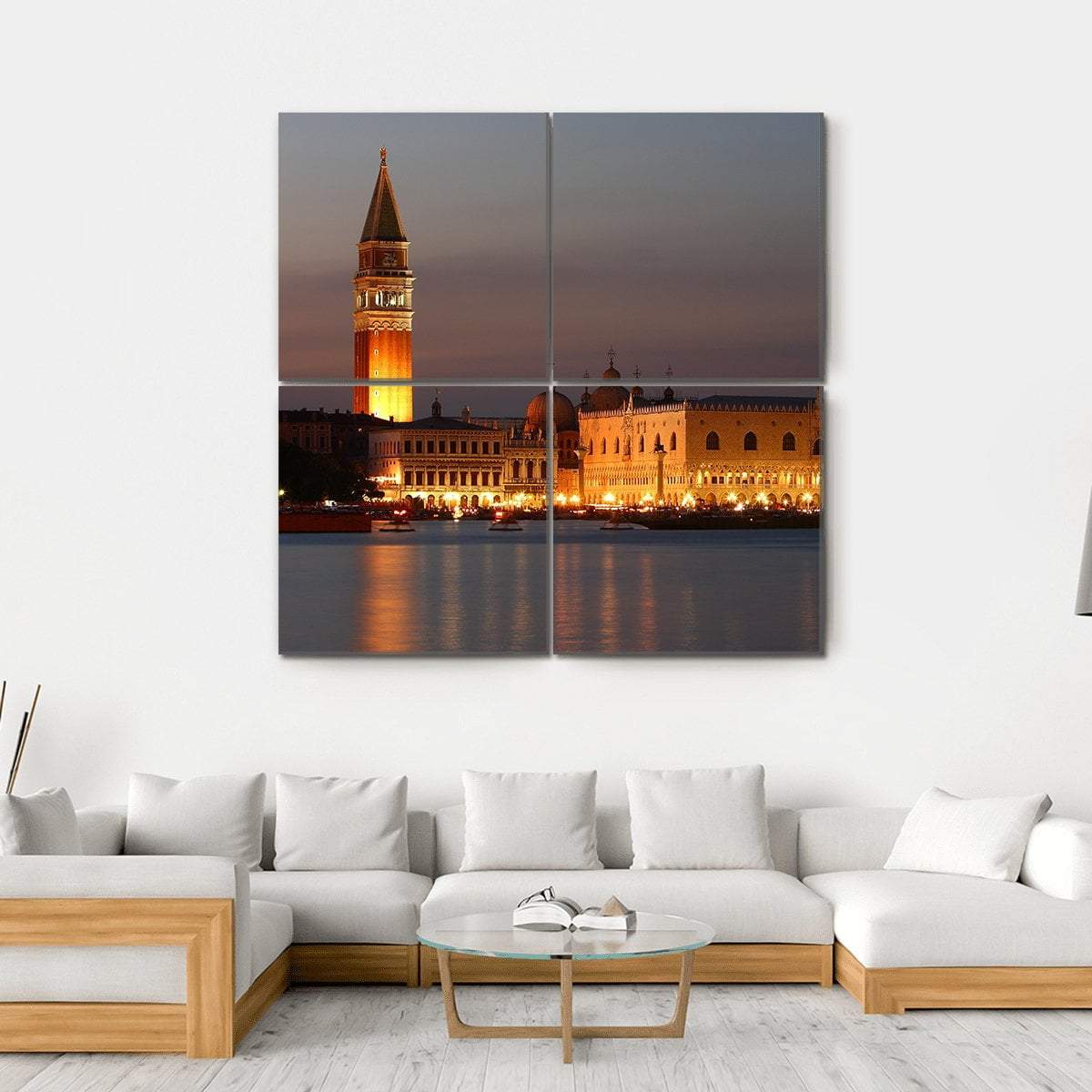 Venice At Sunset Canvas Wall Art-4 Square-Gallery Wrap-17" x 17"-Tiaracle