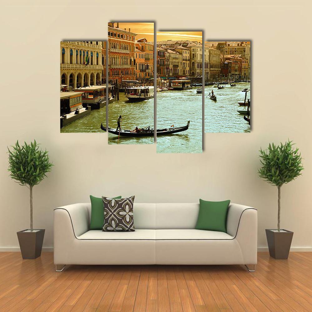 Venice Grand Canal Canvas Wall Art-4 Pop-Gallery Wrap-50" x 32"-Tiaracle