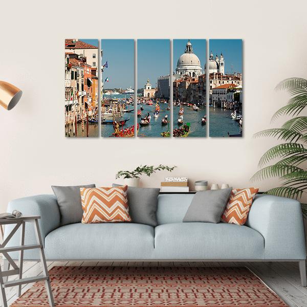 Venice Regata Storica Gondolas Canvas Wall Art-5 Horizontal-Gallery Wrap-22" x 12"-Tiaracle