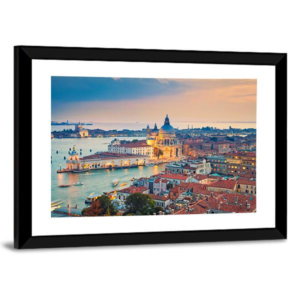 Venice With Basilica Di Santa Maria Della Salute Panoramic Canvas Wall Art-1 Piece-36" x 12"-Tiaracle