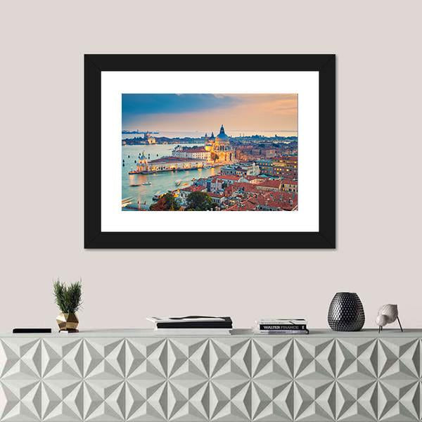 Venice With Basilica Di Santa Maria Della Salute Panoramic Canvas Wall Art-1 Piece-36" x 12"-Tiaracle