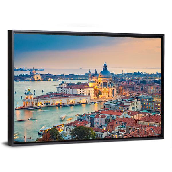 Venice With Basilica Di Santa Maria Della Salute Panoramic Canvas Wall Art-1 Piece-36" x 12"-Tiaracle