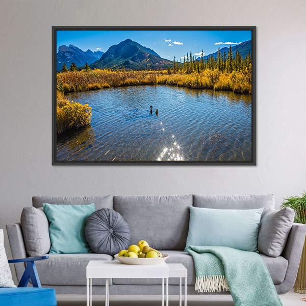 Vermilion Lake Canada Canvas Wall Art-3 Horizontal-Gallery Wrap-25" x 16"-Tiaracle