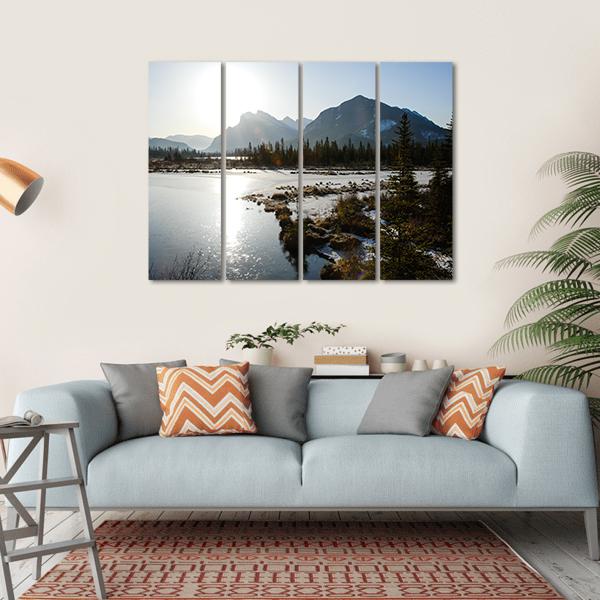 Vermilion Lake Canvas Wall Art-4 Horizontal-Gallery Wrap-34" x 24"-Tiaracle