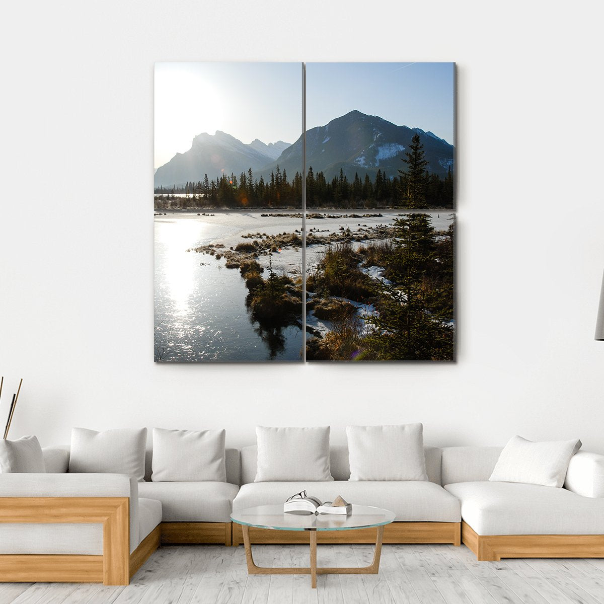Vermilion Lake Canvas Wall Art-4 Square-Gallery Wrap-17" x 17"-Tiaracle
