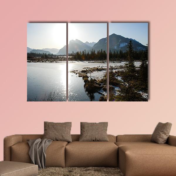 Vermilion Lake Canvas Wall Art-3 Horizontal-Gallery Wrap-37" x 24"-Tiaracle