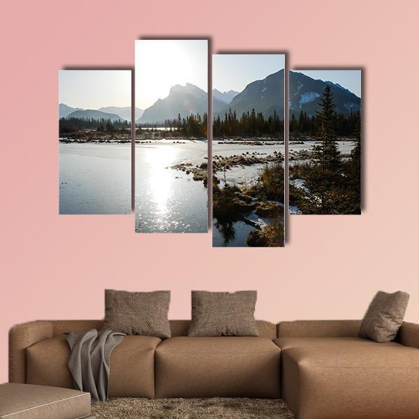 Vermilion Lake Canvas Wall Art-4 Pop-Gallery Wrap-50" x 32"-Tiaracle