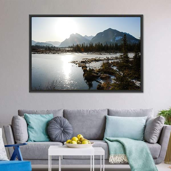 Vermilion Lake Canvas Wall Art-1 Piece-Floating Frame-24" x 16"-Tiaracle