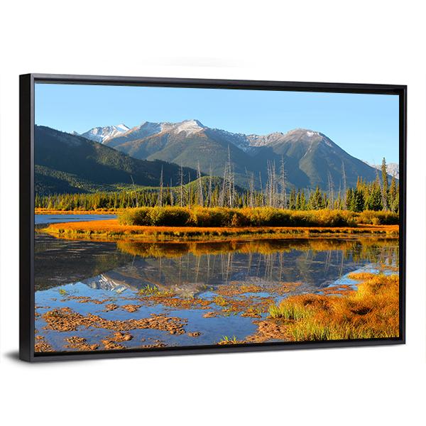 Vermilion Lakes Landscape In Banff National Park Panoramic Canvas Wall Art-1 Piece-36" x 12"-Tiaracle