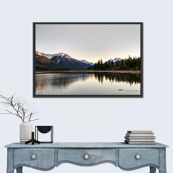 Vermillion Lake At Sunset Canvas Wall Art-1 Piece-Floating Frame-24" x 16"-Tiaracle