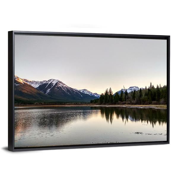Vermillion Lake At Sunset Canvas Wall Art-3 Horizontal-Gallery Wrap-25" x 16"-Tiaracle