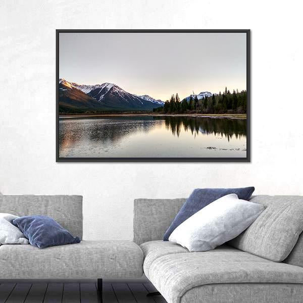 Vermillion Lake At Sunset Canvas Wall Art-3 Horizontal-Gallery Wrap-25" x 16"-Tiaracle