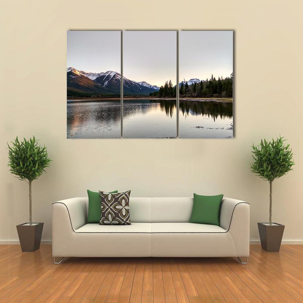 Vermillion Lake At Sunset Canvas Wall Art-3 Horizontal-Gallery Wrap-37" x 24"-Tiaracle