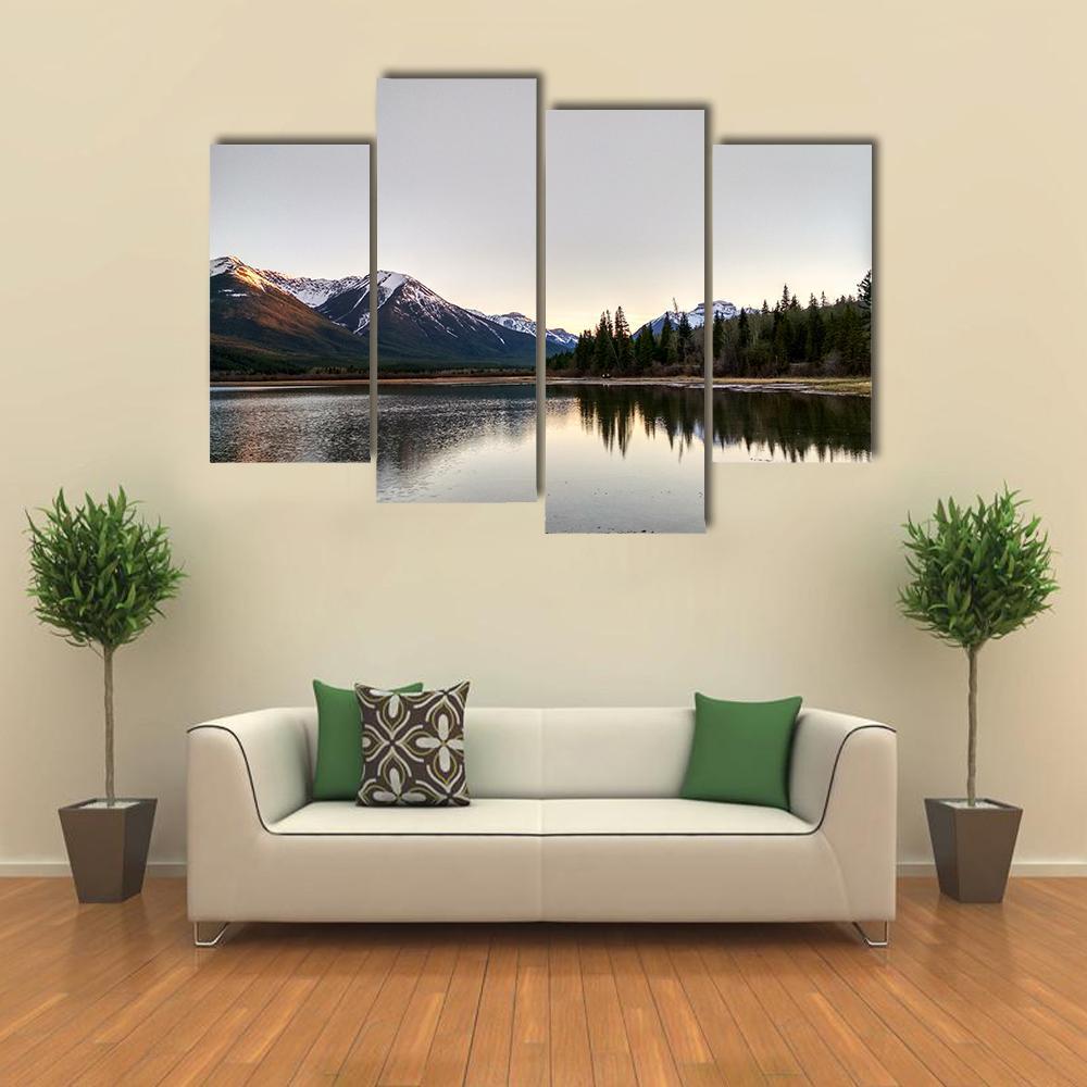 Vermillion Lake At Sunset Canvas Wall Art-4 Pop-Gallery Wrap-50" x 32"-Tiaracle