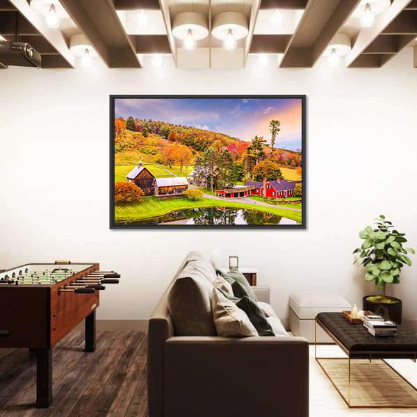 Vermont Early Autumn Rural Scene Canvas Wall Art-3 Horizontal-Gallery Wrap-25" x 16"-Tiaracle