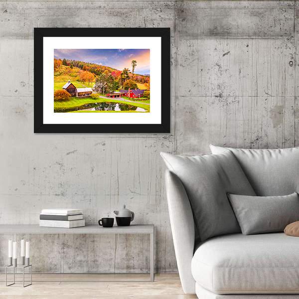 Vermont Early Autumn Rural Scene Canvas Wall Art-3 Horizontal-Gallery Wrap-25" x 16"-Tiaracle