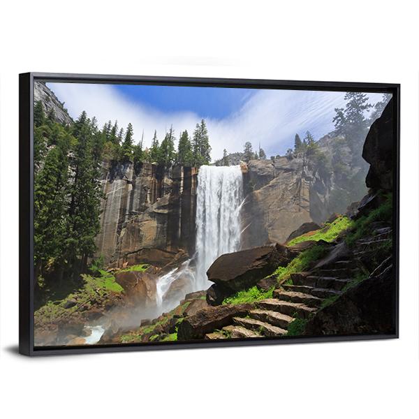 Vernal Fall In Yosemite National Park Canvas Wall Art-3 Horizontal-Gallery Wrap-25" x 16"-Tiaracle