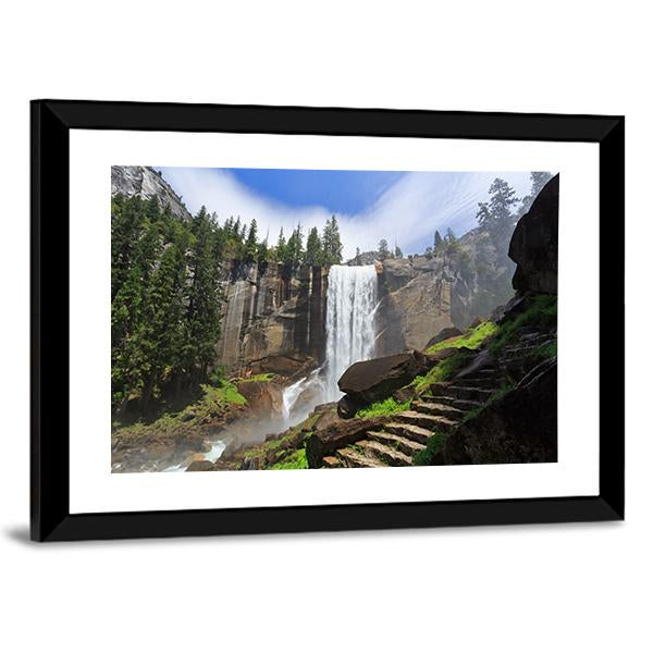 Vernal Fall In Yosemite National Park Canvas Wall Art-3 Horizontal-Gallery Wrap-25" x 16"-Tiaracle