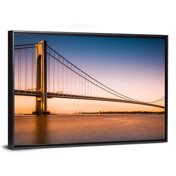 Verrazano Narrows Bridge At Sunset Canvas Wall Art-3 Horizontal-Gallery Wrap-25&quot; x 16&quot;-Tiaracle