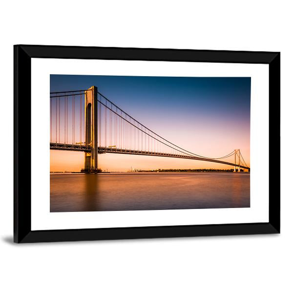 Verrazano Narrows Bridge At Sunset Canvas Wall Art-3 Horizontal-Gallery Wrap-25&quot; x 16&quot;-Tiaracle
