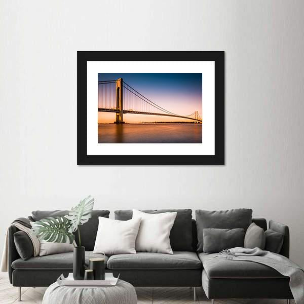 Verrazano Narrows Bridge At Sunset Canvas Wall Art-3 Horizontal-Gallery Wrap-25&quot; x 16&quot;-Tiaracle