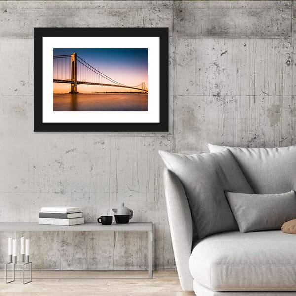 Verrazano Narrows Bridge At Sunset Canvas Wall Art-3 Horizontal-Gallery Wrap-25&quot; x 16&quot;-Tiaracle