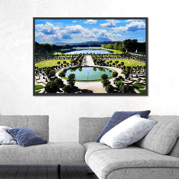 Versailles Royal Garden In Paris Canvas Wall Art-5 Horizontal-Gallery Wrap-22" x 12"-Tiaracle