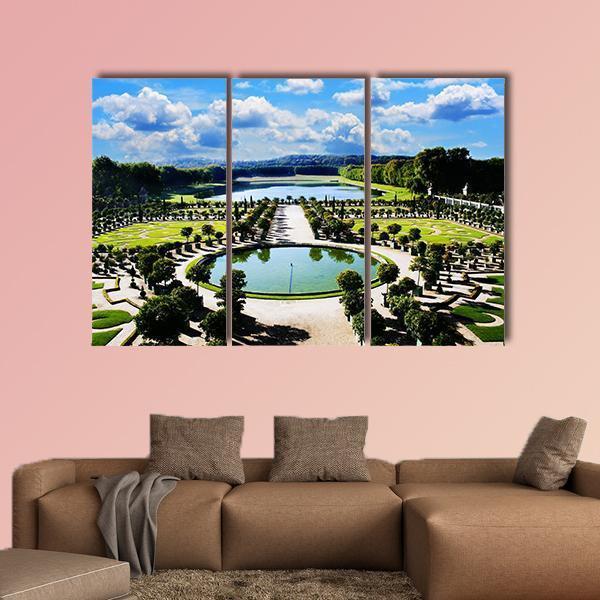 Versailles Royal Garden In Paris Canvas Wall Art-3 Horizontal-Gallery Wrap-37" x 24"-Tiaracle