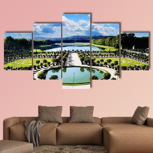 Versailles Royal Garden In Paris Canvas Wall Art-5 Star-Gallery Wrap-62" x 32"-Tiaracle