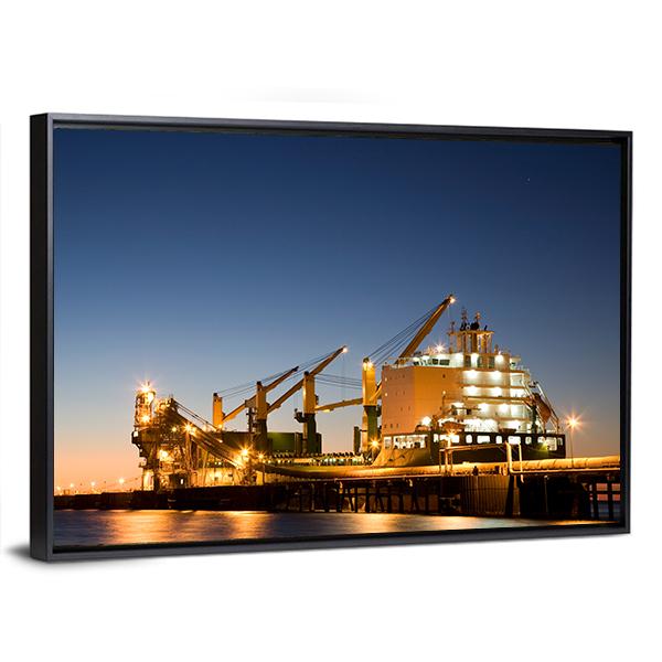 Vessel Berthed Unloading Canvas Wall Art-3 Horizontal-Gallery Wrap-25" x 16"-Tiaracle