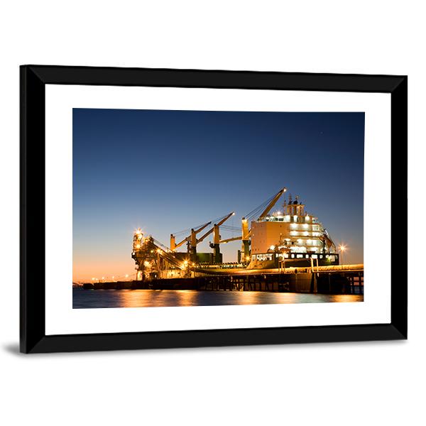 Vessel Berthed Unloading Canvas Wall Art-3 Horizontal-Gallery Wrap-25" x 16"-Tiaracle