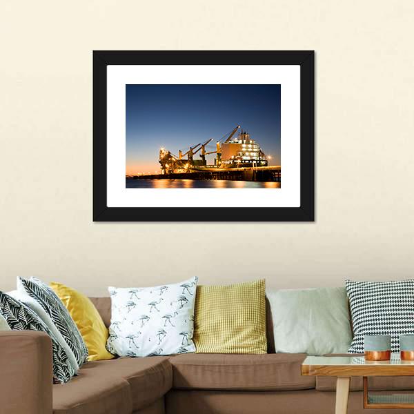 Vessel Berthed Unloading Canvas Wall Art-3 Horizontal-Gallery Wrap-25" x 16"-Tiaracle